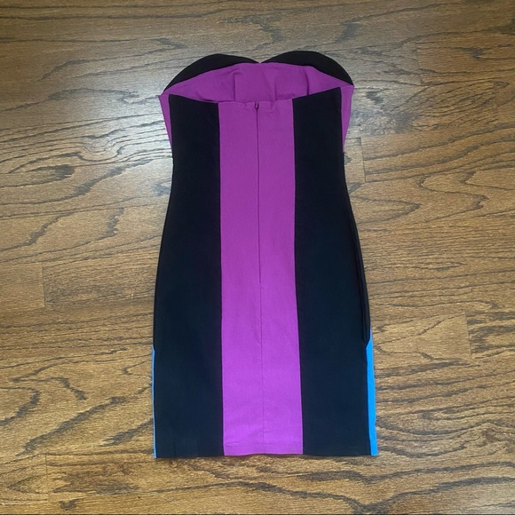 Asos strapless bodycon dress purple blue black - Picture 3 of 4